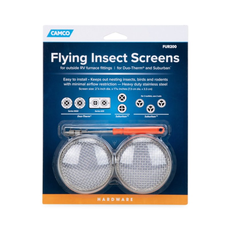 Camco USA 42141 Flying Insect Screen, Heavy-Duty, Stainless Steel, 2/PK