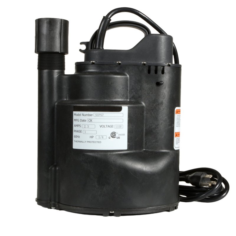 Eco-Flo SUP57 Submersible Utility Pump, 2.3 A, 115 V, 1/4 hp, 1-1/4 in Outlet, 1800 gph, Thermoplastic