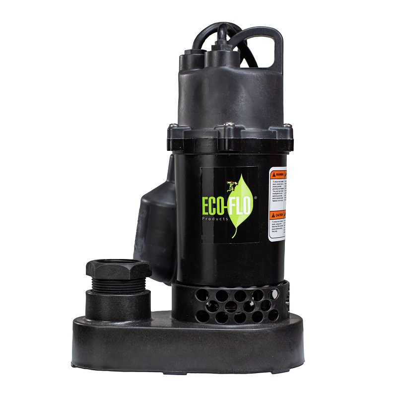 Eco-Flo SPP33W Sump Pump, 115 V, 1/3 hp, 25 ft Max Lift Head, 3600 gph, Thermoplastic Impeller