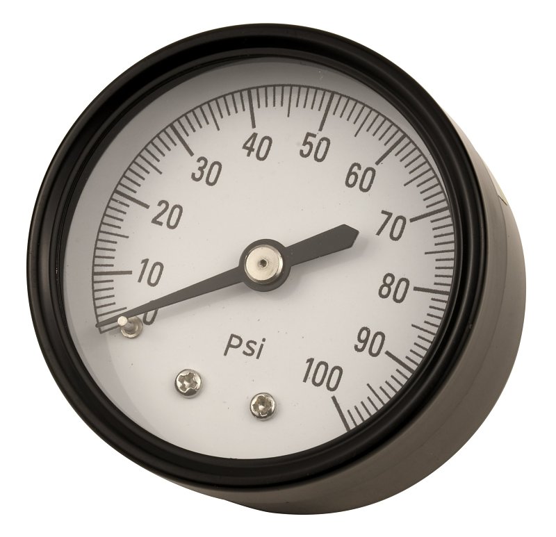 Water Source M1002-8B-RM Pressure Gauge, 1/8 in Connection, Steel Gauge Case, 0 to 100 psi, Back Connection