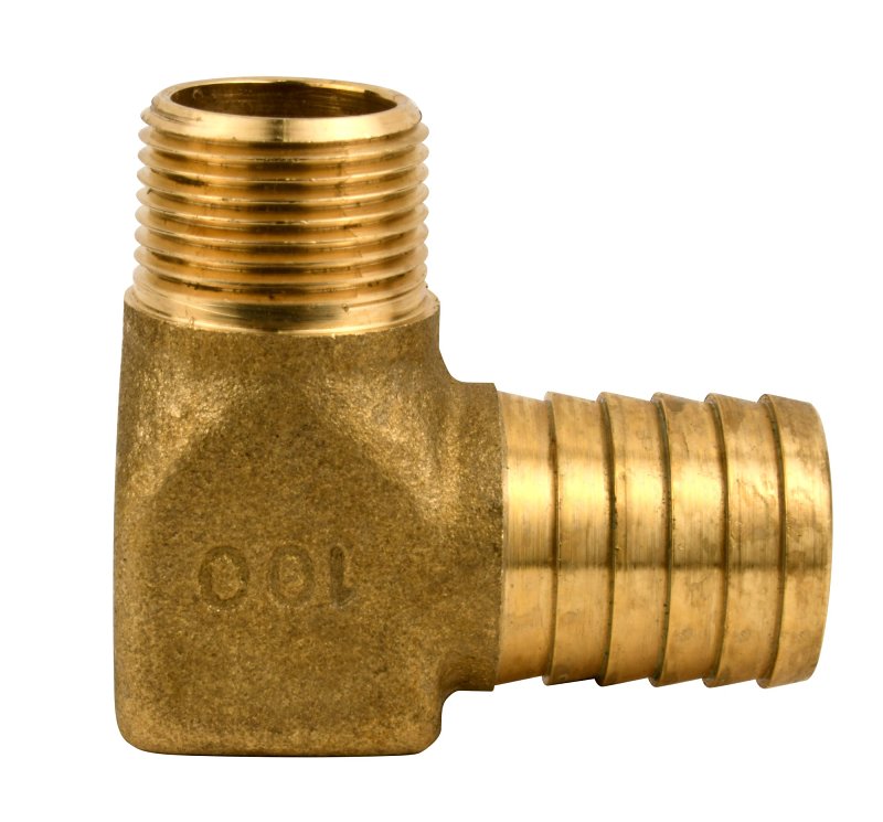 Water Source HE7501NL Heavy-Duty Hydrant Pipe Elbow, 3/4 x 1 in, MNPT x Barb, Brass