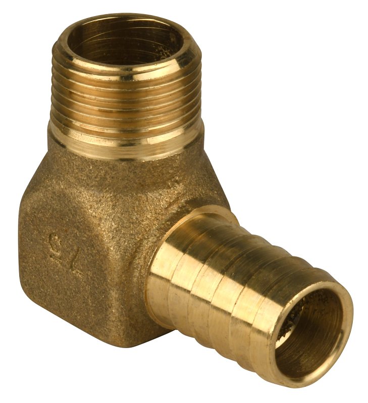 Water Source HE7575NL Heavy-Duty Hydrant Pipe Elbow, 3/4 in, MNPT x Barb, Brass