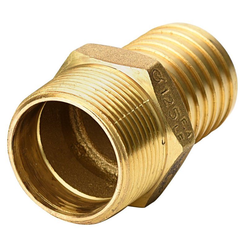 Water Source MA125NL Pipe Adapter, 1-1/4 in, MNPT x Barb, Brass