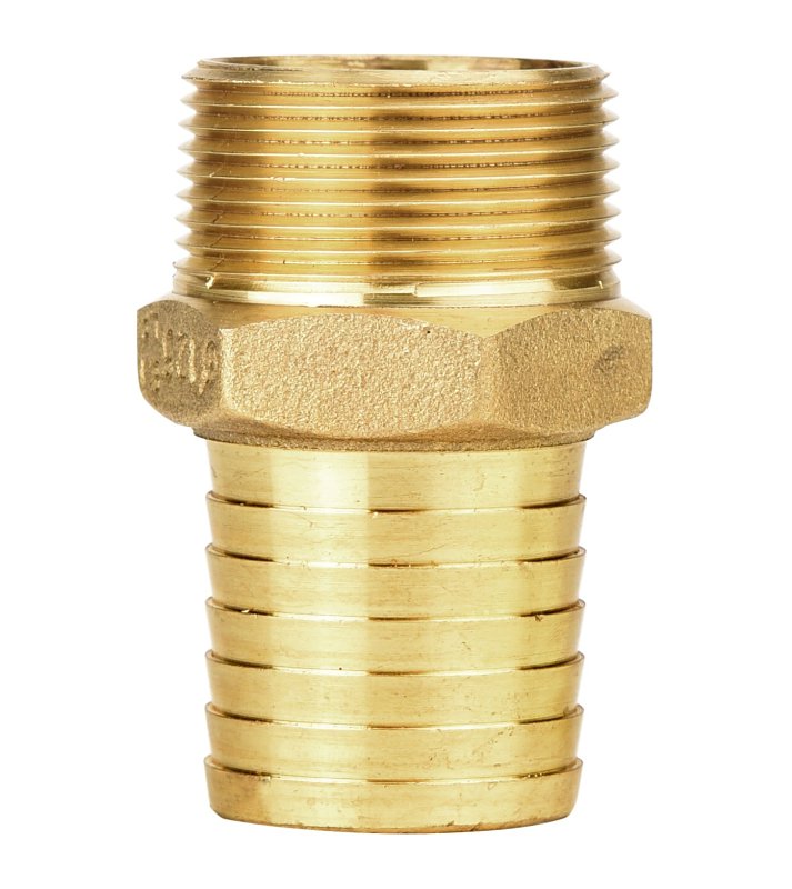 Water Source MA125NL Pipe Adapter, 1-1/4 in, MNPT x Barb, Brass
