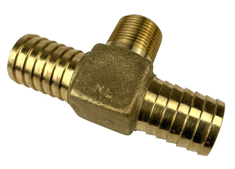Water Source HT175NL Hydrant Pipe Tee, 1 x 3/4 in, Barb x MNPT, Brass