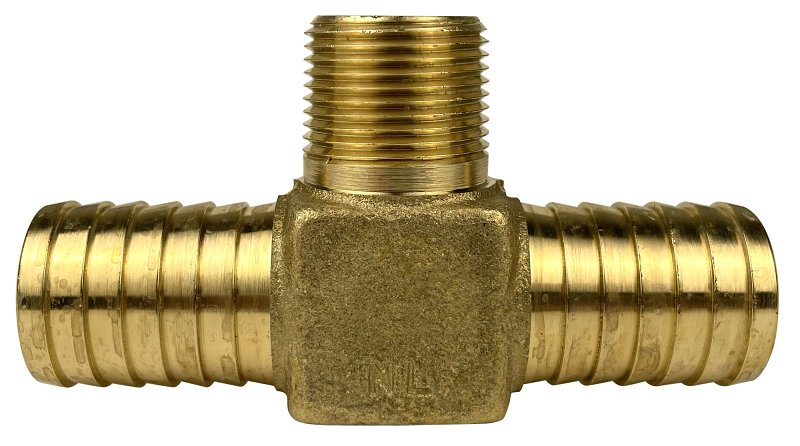 Water Source HT175NL Hydrant Pipe Tee, 1 x 3/4 in, Barb x MNPT, Brass