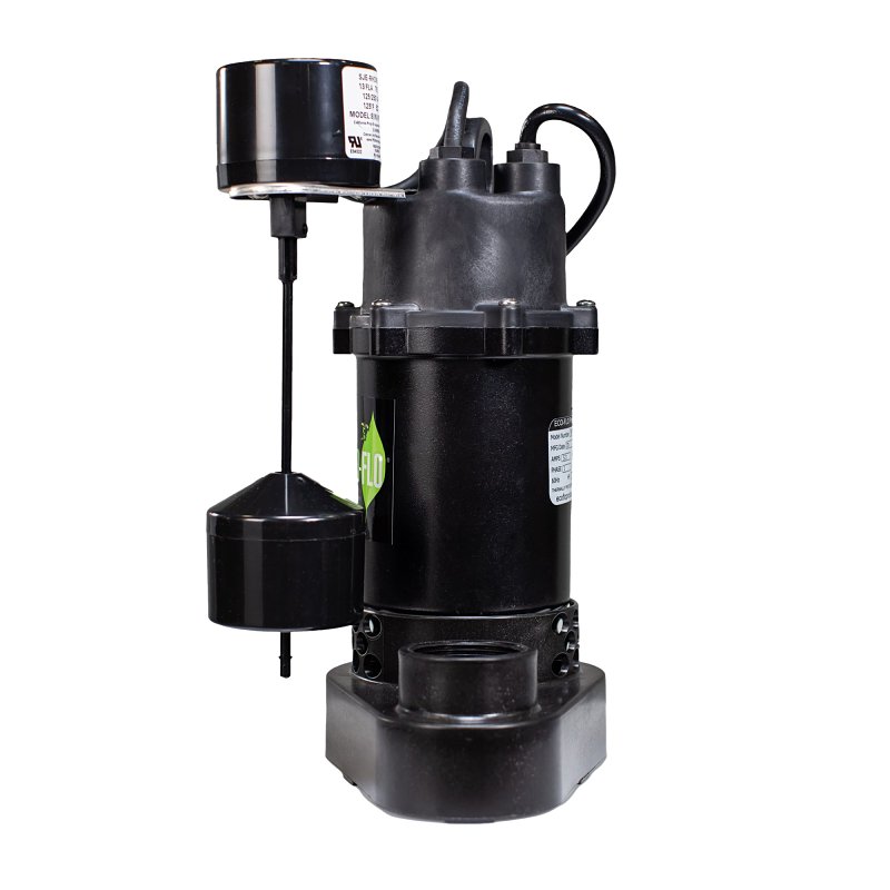 Eco-Flo SPP33V Sump Pump, 3.5 A, 115 V, 1/3 hp, 1-1/2 in Outlet, 3600 gph, Aluminum/Thermoplastic