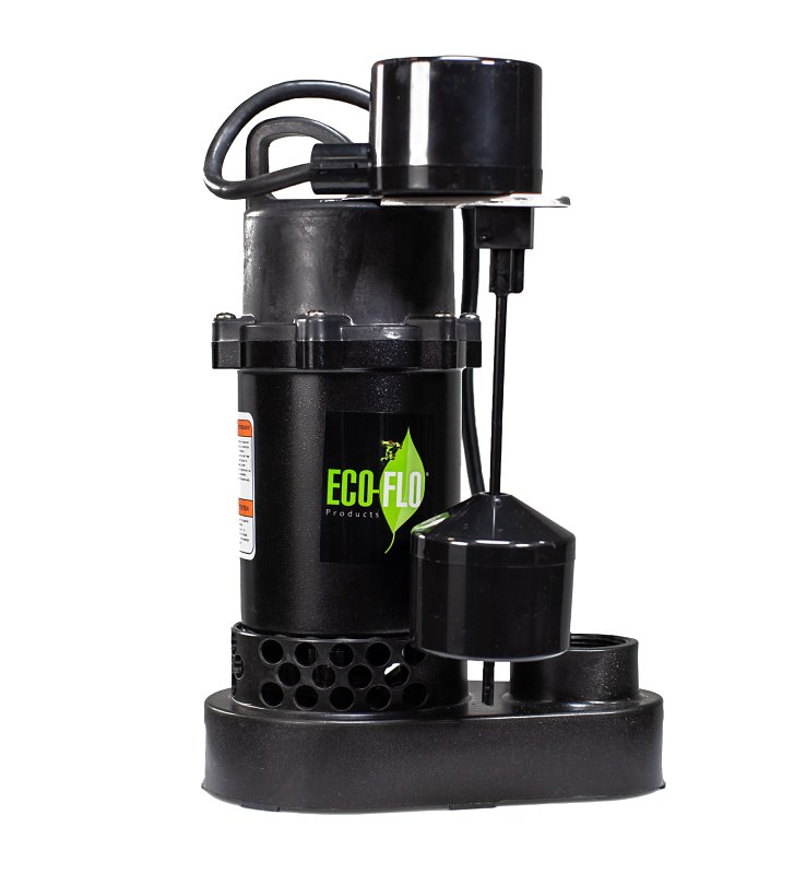 Eco-Flo SPP33V Sump Pump, 3.5 A, 115 V, 1/3 hp, 1-1/2 in Outlet, 3600 gph, Aluminum/Thermoplastic