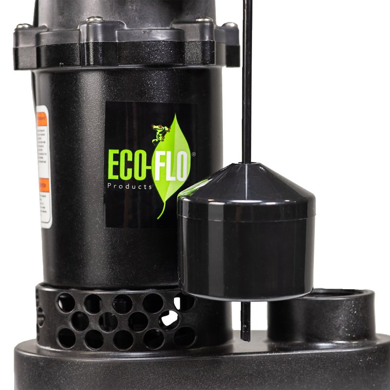 Eco-Flo SPP33V Sump Pump, 3.5 A, 115 V, 1/3 hp, 1-1/2 in Outlet, 3600 gph, Aluminum/Thermoplastic