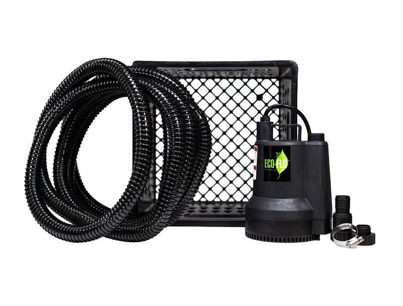 Eco-Flo SUP55KIT Submersible Utility Pump Kit, 1-Phase, 3.3 A, 115 V, 1/4 hp, 25 ft Max Head, 1980 gph, Thermoplastic