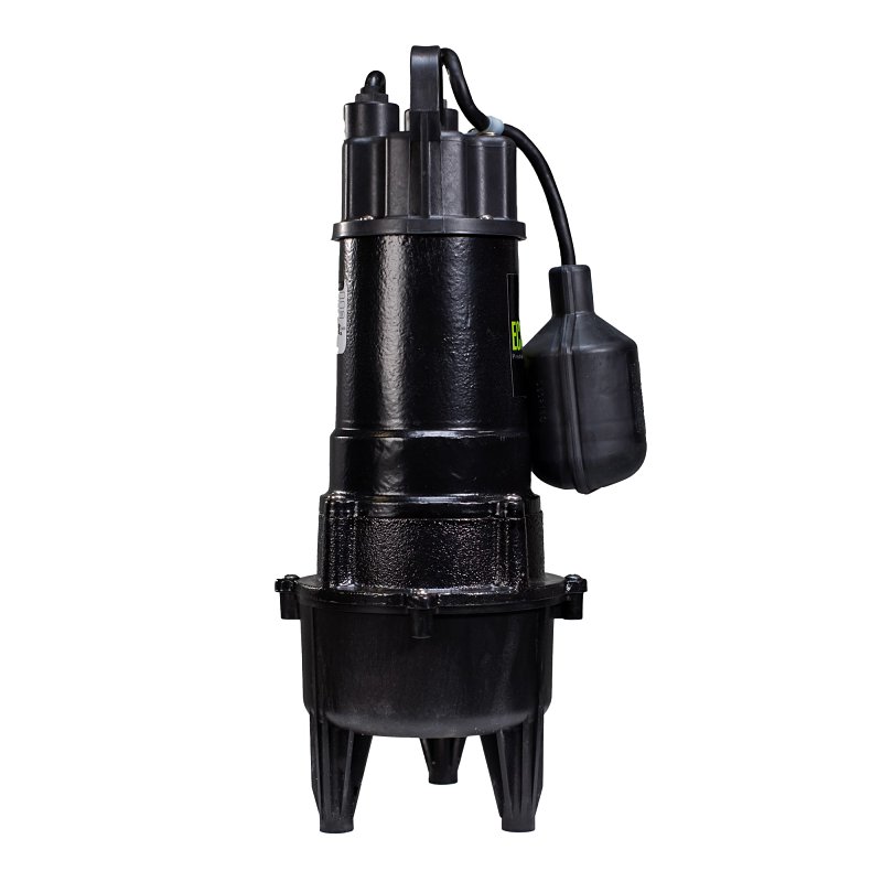 Eco-Flo RSE50W Sewage Pump, 115 V, 1/2 hp, 2 in Outlet, 5700 gph, Cast Iron/Thermoplastic