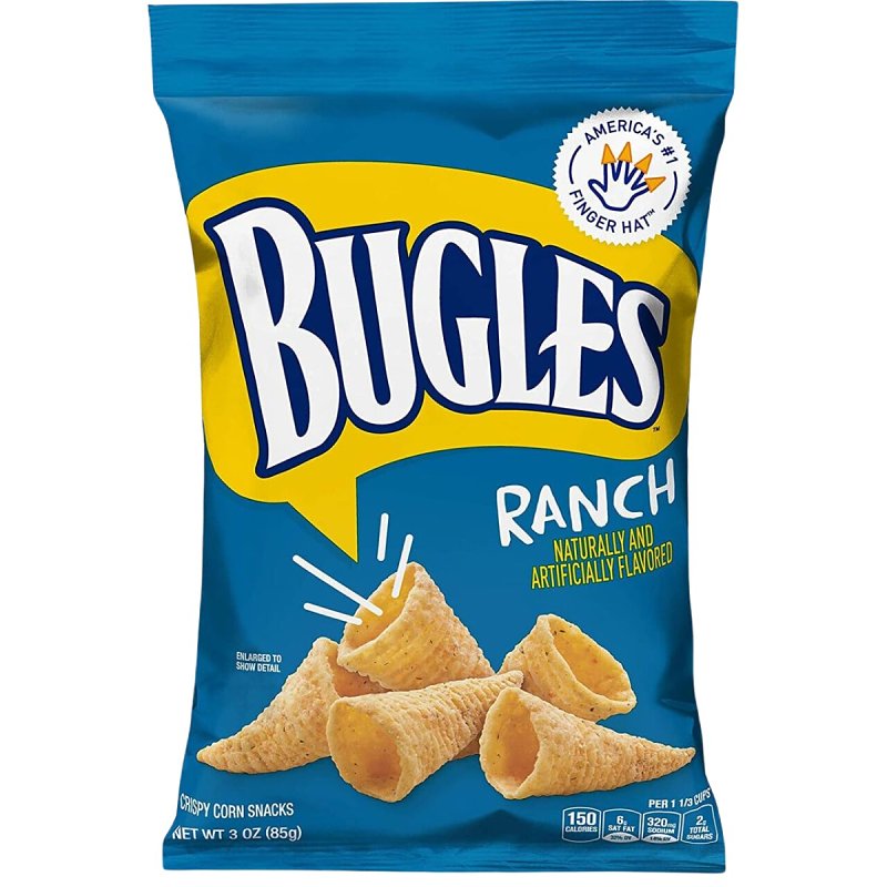 Bugles 14842000 Crispy Corn Snack, Classic Ranch Flavor, 3 oz Bag