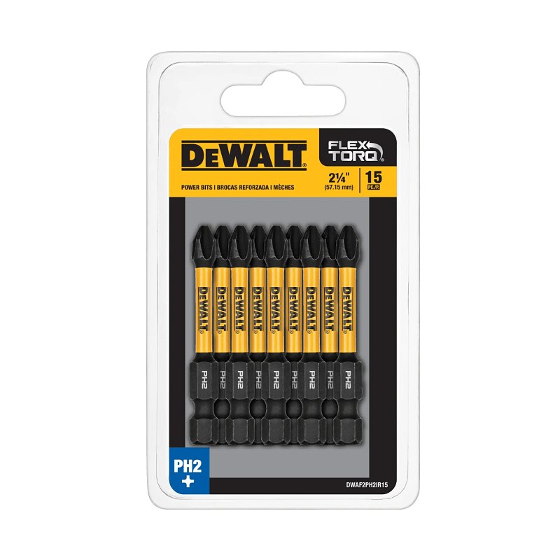 DEWALT FLEXTORQ DWAF2PH2IR15 Impact Screwdriver Bit, #2 Drive, Phillips Drive, 1/4 in Shank, Hex Shank, 2-1/4 in L
