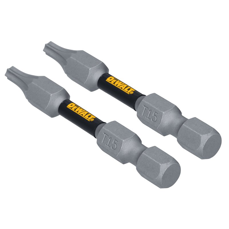 DEWALT TOUGHGRIP DWAF2TX15TG2 Screwdriver Bit, T15 Drive, Torx Drive, 1/4 in Shank, Hex Shank, 2 in L, Steel