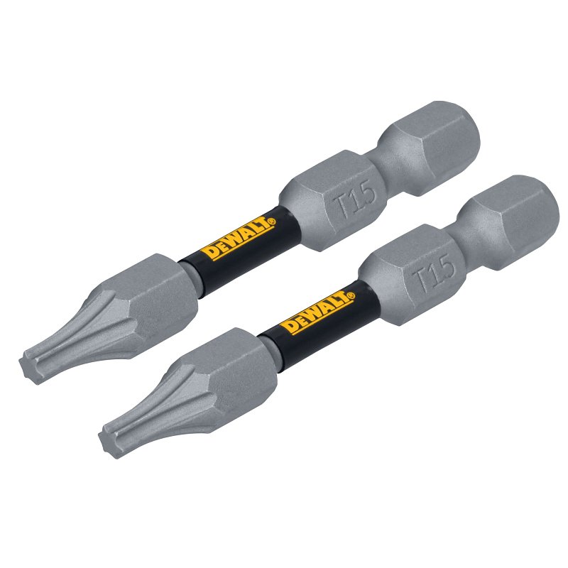 DEWALT TOUGHGRIP DWAF2TX15TG2 Screwdriver Bit, T15 Drive, Torx Drive, 1/4 in Shank, Hex Shank, 2 in L, Steel