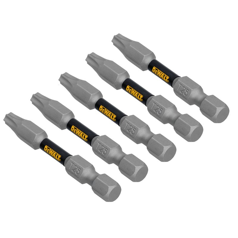 DEWALT TOUGHGRIP DWAF2TX25TG5 Screwdriver Bit, T25 Drive, Torx Drive, 1/4 in Shank, Hex Shank, 2 in L, Steel