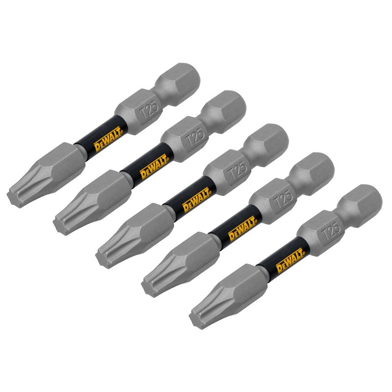 DEWALT TOUGHGRIP DWAF2TX25TG5 Screwdriver Bit, T25 Drive, Torx Drive, 1/4 in Shank, Hex Shank, 2 in L, Steel