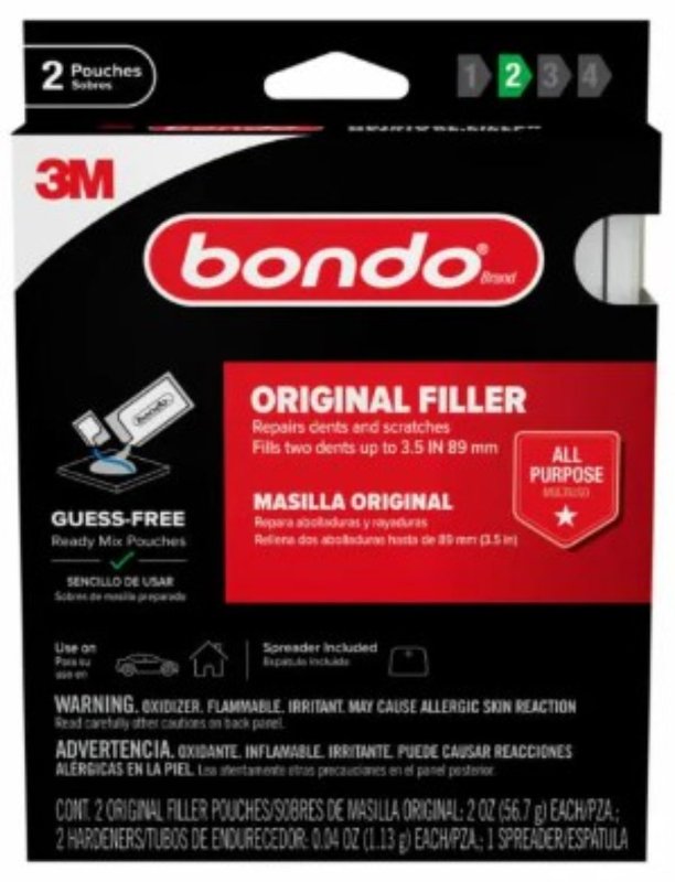 Bondo OR-2PK-ES Original Filler Ready Mix, 2 oz Pouch, Liquid Filler, Paste Hardener