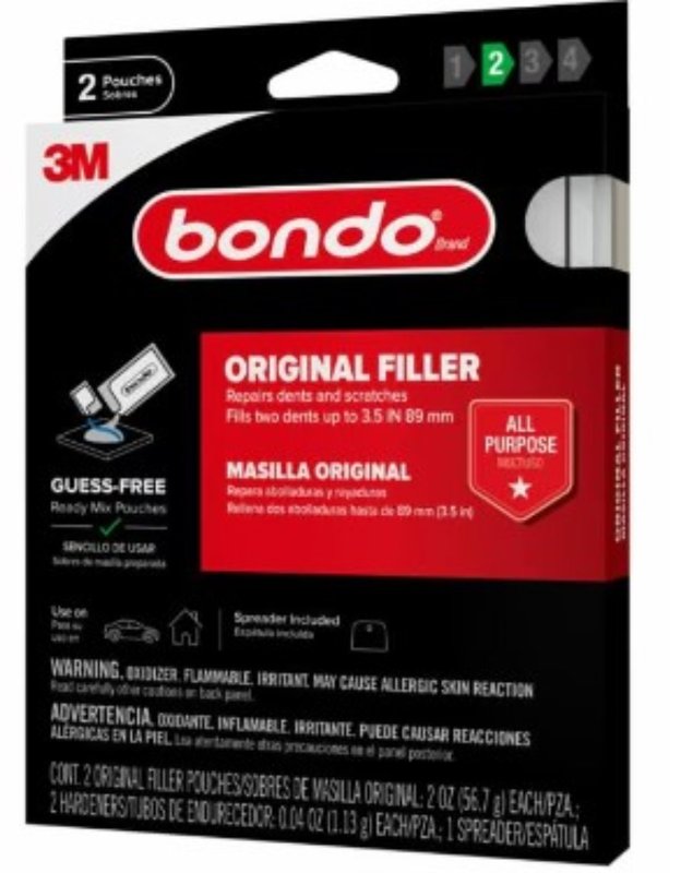 Bondo OR-2PK-ES Original Filler Ready Mix, 2 oz Pouch, Liquid Filler, Paste Hardener
