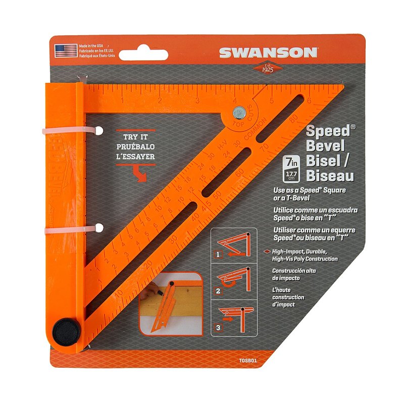 Swanson TOSB01 5-in-1 Folding Square, 1/8 in Graduation, ABS Composite, 10-1/4 in L, 2-1/4 in W