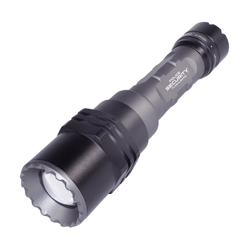 Police Security 97739 Flashlight, Lithium-Ion Battery, LED Lamp, 250, 700 Lumens, 330, 550 m Beam Distance, Black