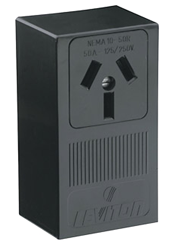 Leviton B01-05050-000 Electrical Receptacle, Surface Mounting, 3 -Pole, 125/250 V, 50 A, NEMA: NEMA 10-50R, Black