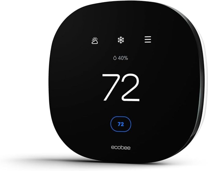 ecobee EB-STATE3LT-02 Lite Smart Wi-Fi Thermostat, 24 V, Humidity, Proximity, Temperature Sensor, Black