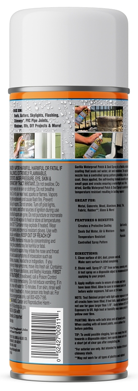 Gorilla 104056 Rubberized Spray Coating, Waterproof, Clear, 14 oz
