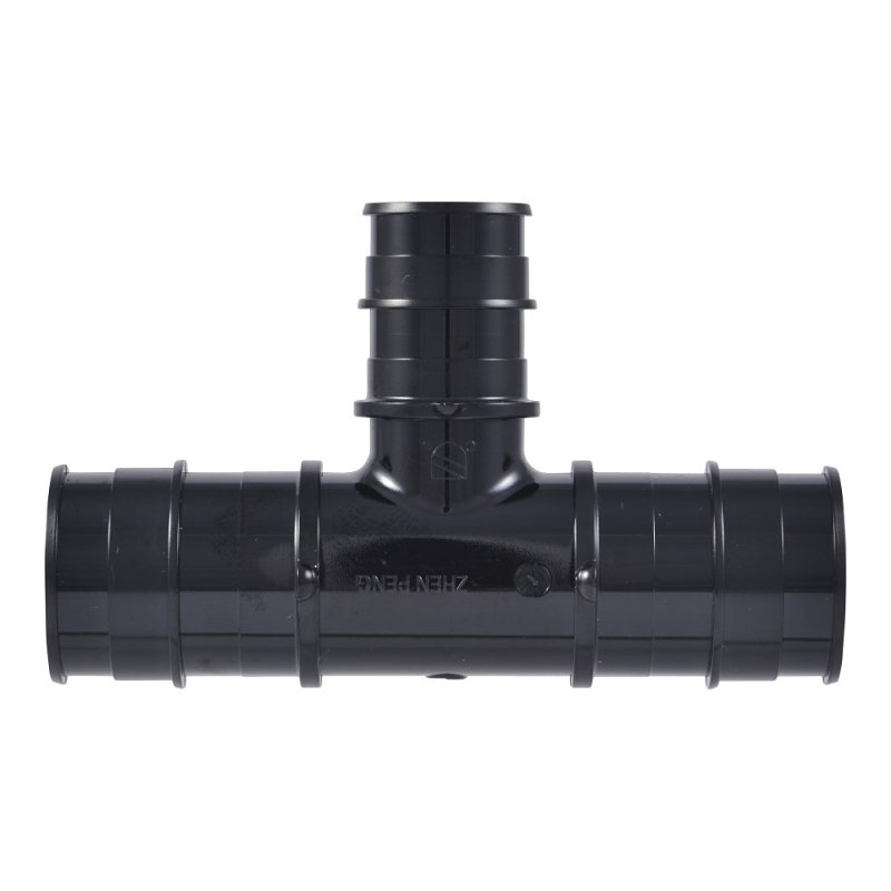 SharkBite UA416A5 Expansion Reducing Tee, 1 x 1 x 3/4 in, Barb, Polysulfone, Black, 160 psi Pressure