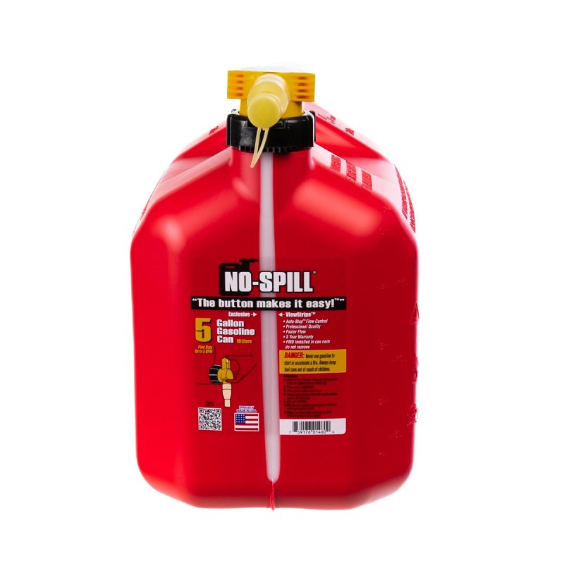 No-Spill 1460 Gas Can, 5 gal Capacity, Plastic, Red