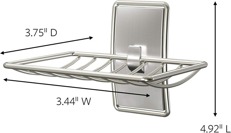Command BATH34-SN-ES Bath Soap Dish, Wall Mounting, Metal/Plastic