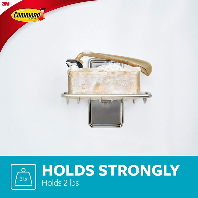 Command BATH34-SN-ES Bath Soap Dish, Wall Mounting, Metal/Plastic