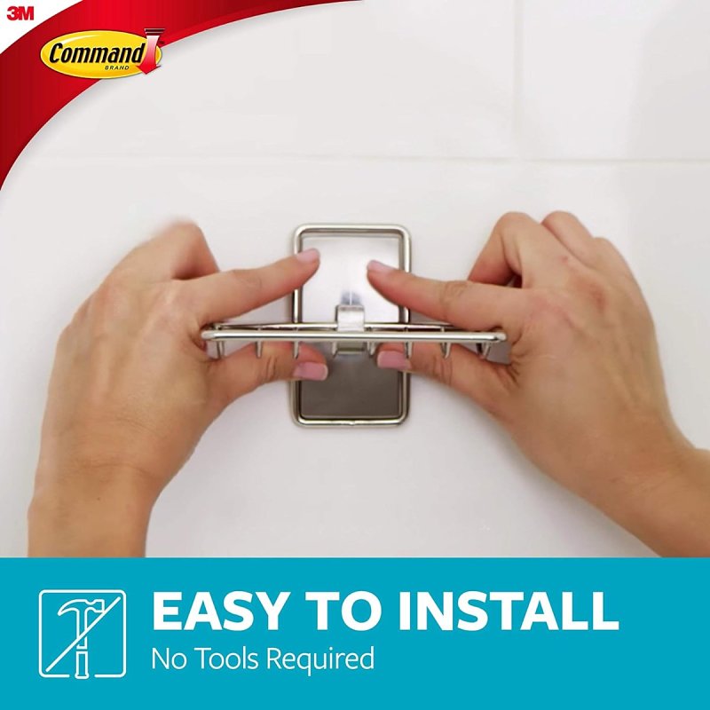 Command BATH34-SN-ES Bath Soap Dish, Wall Mounting, Metal/Plastic