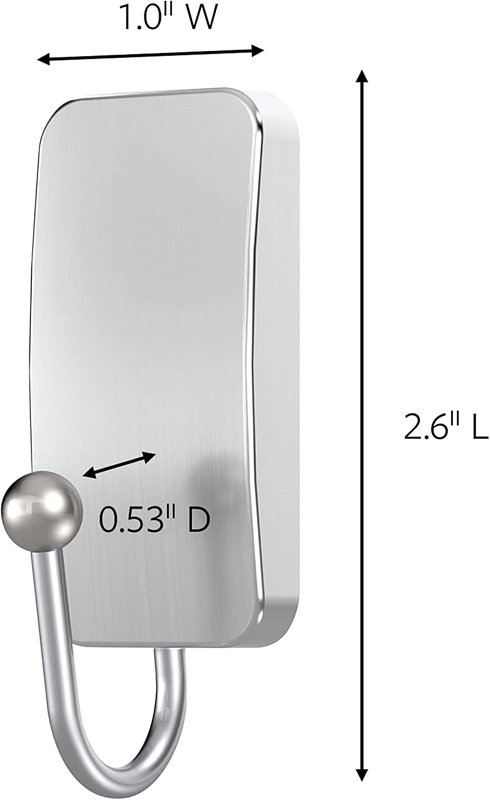 Command BATH33-SN-ES Small Bath Hook, 1 lb, 1-Hook, Metal/Plastic, Gray, Satin Nickel