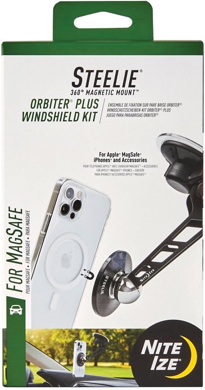 Nite Ize Orbiter Plus, Steelie Series STOMSWK-01-R8 Windshield Kit, Aluminum, Black