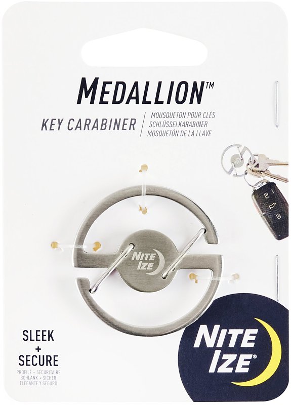 Nite Ize Medallion Series MKC-11-R3 Key Carabiner, Stainless Steel, Silver