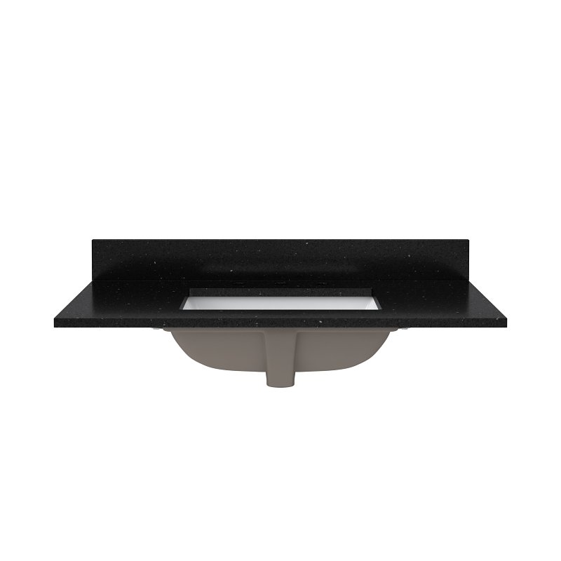 Craft + Main QZ37228BGR Vanity Top, 22 in OAL, 37 in OAW, Ceramic/Quartz, Black Galaxy, Undermount Sink, 1-Bowl