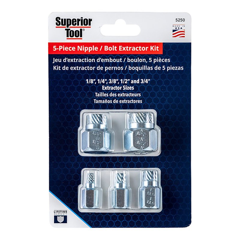 Superior Tool 05250 Bolt Extractor Kit, Steel