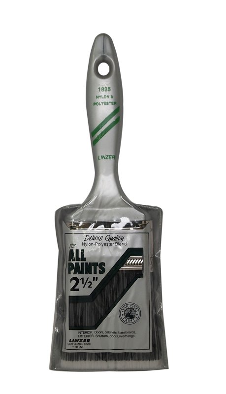 Linzer 1825-2.5 Paint Brush, 2-1/2 in W, 2-3/4 in L Bristle, Nylon/Polyester Bristle, Varnish Handle