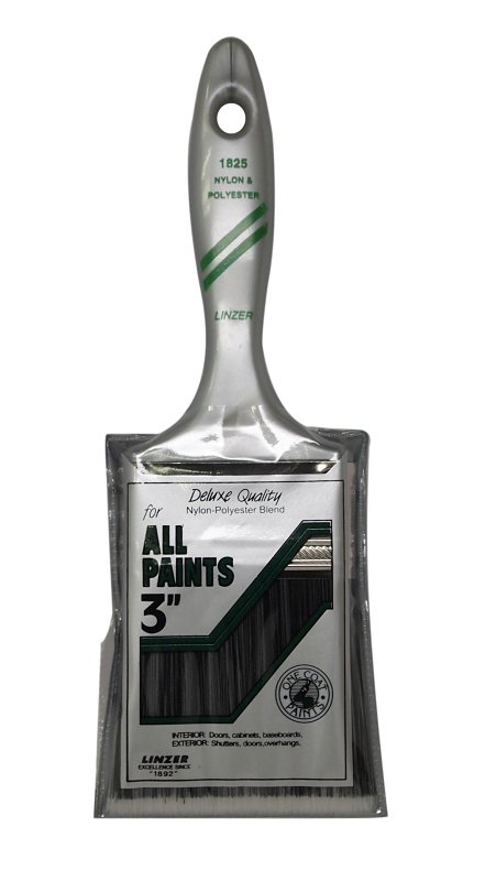 Linzer 1825-3 Paint Brush, 3 in W, 3 in L Bristle, Nylon/Polyester Bristle, Varnish Handle