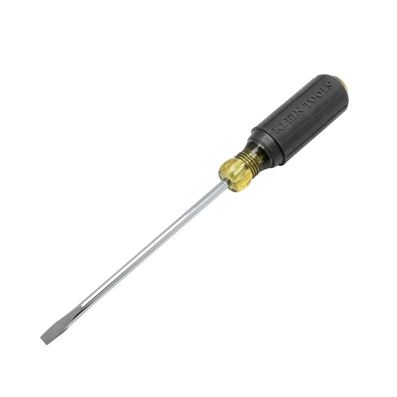 Klein Tools 605-6 Screwdriver, 1/4 in Drive, Cabinet Drive, 10-11/32 in OAL, 6 in L Shank, Rubber Handle