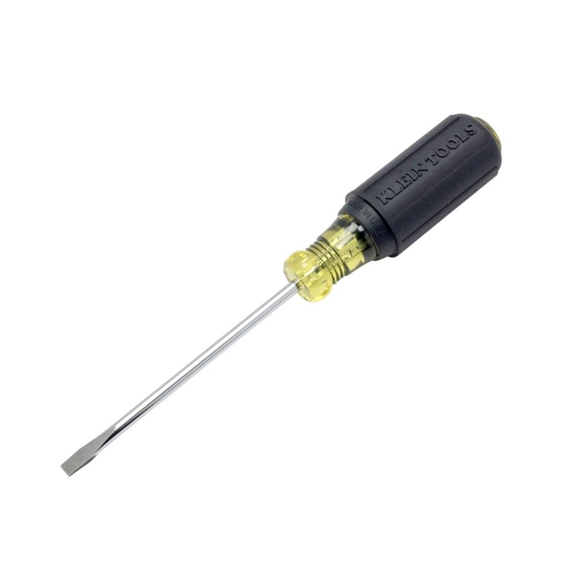 Klein Tools 601-4 Screwdriver, 3/16 in Drive, Cabinet Drive, 7-3/4 in OAL, 4 in L Shank, Rubber Handle