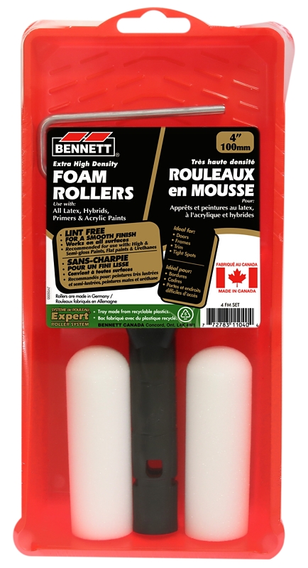 Bennett 4 FM SET Roller Set, Extra High Density, Smooth Surface, Foam/Plastic, 4-Piece