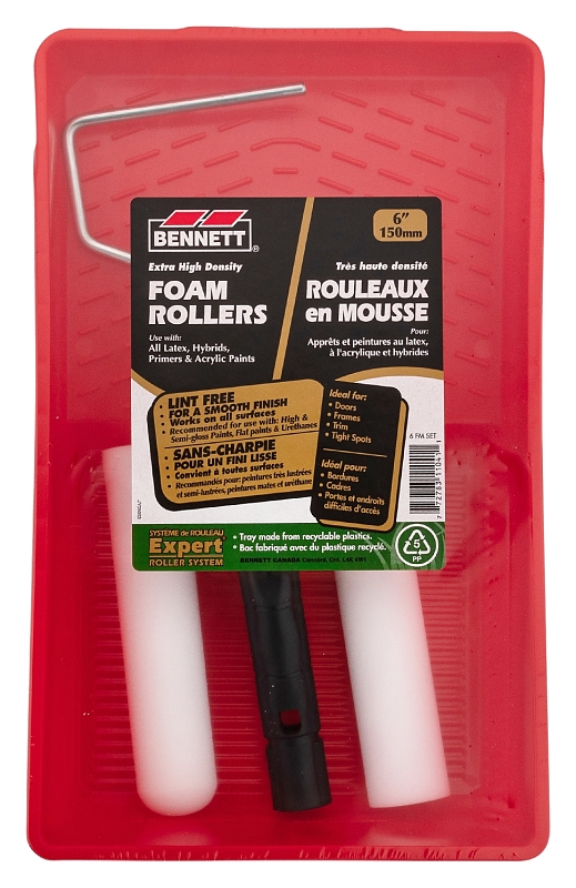 Bennett 6 FM KIT Roller Set, All Surfaces Surface, Fabric/Plastic/Foam, 3-Piece