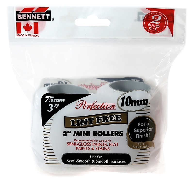 Bennett 2X3IN LF HI-PK Roller Refill, 10 mm Thick Nap, 75 mm L, Fabric Cover