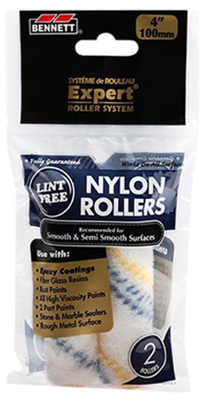 Bennett 2X4 NYLON Roller Refill, 10 mm Thick Nap, 100 mm L, Nylon Cover