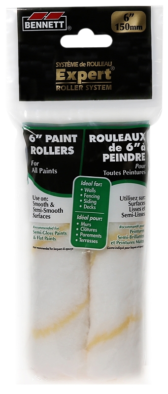 Bennett 2X6 Y/S Roller Refill, 5 mm Thick Nap, 150 mm L, Fabric Cover