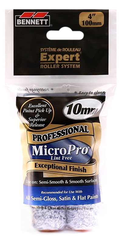 Bennett 2X4 MP10 Pile Roller, 10 mm Thick Nap, 4 in L, Microfiber Cover