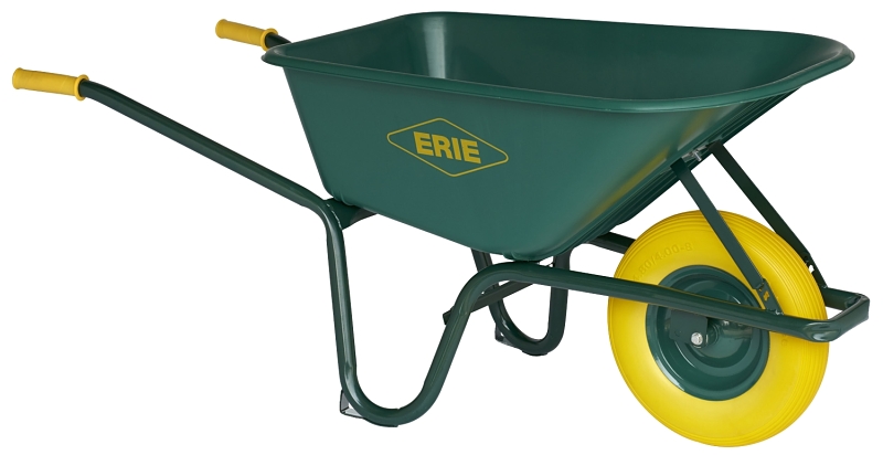 Erie SE100FF Wheelbarrow, 6 cu-ft Volume, Polyethylene, Flat-Free Wheel, Cushion-Grip Handle
