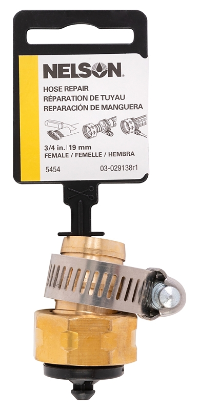 Nelson 854544-1001 Hose Repair Coupler, 3/4 in, Female, Brass, For: 3/4 in Garden Hose